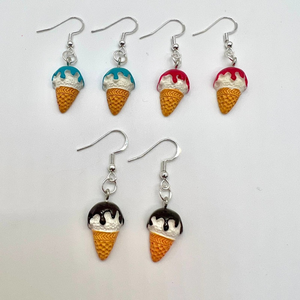 Ice Cream Cone Earrings - Dessert Earrings - Birthday Party Earrings - Summer